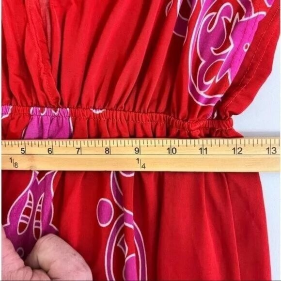 India Boutique Women's Plunge V Neck Maxi Dress Red Purple Size Small - Picture 7 of 10
